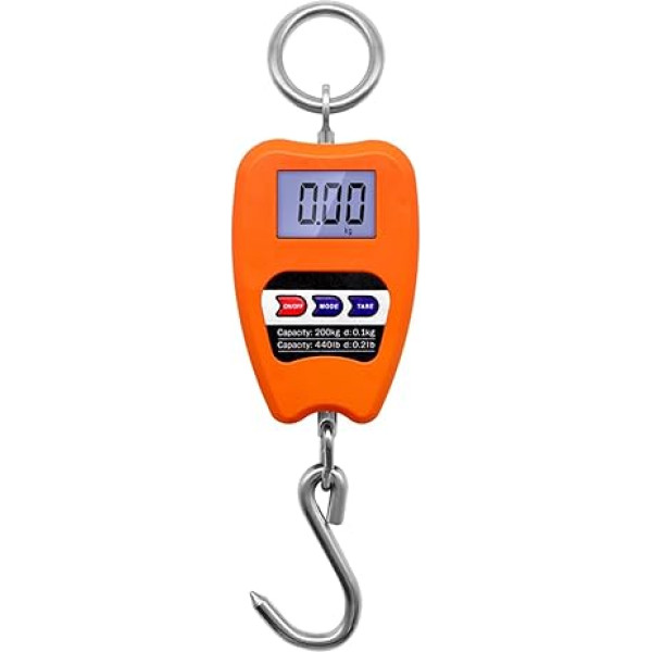 Hochleistungs-Hängewaagen, 200 kg/440 lb Kranwaage Digitale Industrie-Hängewaage Hochleistungs-Hängehakenwaage Edelstahl for Wiegen im Innen- und Außenbereich(Orange)