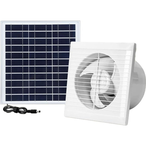 CWOQOCW 20 W Solarpanel-betriebener Abluftventilator, Solarpanel-Ventilator-Set, Fensterauspuff, effiziente Belüftung für kleine Hühnerställe, Gewächshaus (15,2 cm - 20 W)