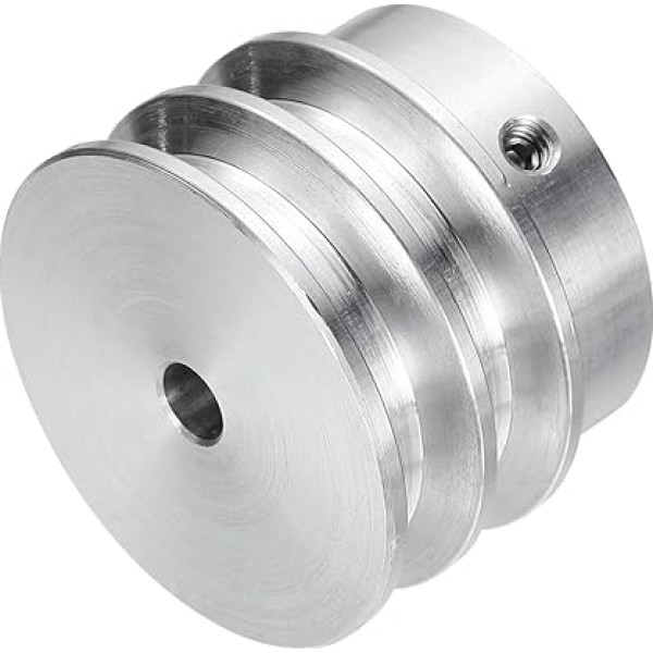 sourcing map V tipa skriemelis 6mm Bore 40mm OD Double Groove alumīnija sakausējuma alumīnija motora vārpstas urbis 6mm PU formas josta