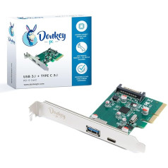 Donkey pc PCI Express paplašināšanas karte ar 1 portu USB 3.1 A tipa + 1 portu USB 3.1 C tipa adapteris PCI Express uz USB un C tipa USB Plug & Play + Hot Swap pārraide 10 Gbps