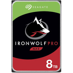 Seagate IronWolf Pro 8TB NAS iekšējais cietais disks - 3,5 collu SATA 6 Gb/s 7200RPM 256MB kešatmiņa RAID tīklam pievienotai datu glabāšanas sistēmai, datu atjaunošanas pakalpojumam - iepakojums bez vilcināšanās (ST8000NE001)