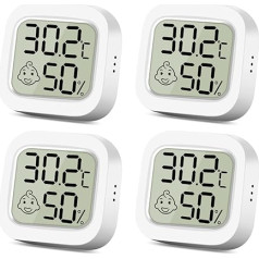 Mini LCD termometrs, 4 mitruma mērītāju termometru iepakojums, iekštelpu mini LCD digitālais termometrs, higrometrs, bērniem, vecākiem, vecākiem, mācību telpa, vīna pagrabs