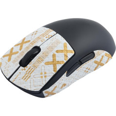 Hyekic Mouse Grip Tape Fit for Logitech G PRO X Superlight, 4 gabaliņi pretslīdošas spēļu peles ādas Pašlīmējošas uzlīmes, kas izturīgas pret sviedriem, viegli lietojamas, profesionālu peļu uzlabošanas komplekts (White Gold)