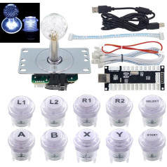 SJ@JX Arkādes spēļu LED DIY komplekts Mehāniskās tastatūras slēdzis Arkādes LED poga LED Joystick kontrolieris Nulles kavēšanās USB kodētājs PC MAME Retropie Jamma