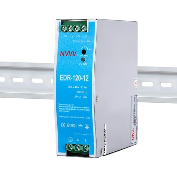 NVVV EDR-120-12 120W 12V DC 10A DIN sliedes barošanas avots Rūpnieciskais DIN sliedes barošanas avots (12V120W)