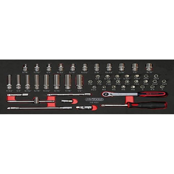 KS Tools 713.1021 Ultimate 1/4 collu ligzdu un piederumu komplekts no 51 gabala