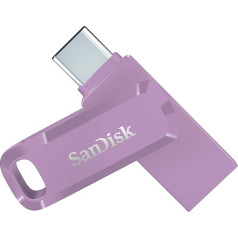 SanDisk Ultra Dual Drive Go USB Type-C disks, 256 GB (Android viedtālruņa atmiņas ierīce, USB Type-C ports, 400 MB/s lasīšanas ātrums, var izmantot kā atslēgu piekariņu), lavandas krāsā