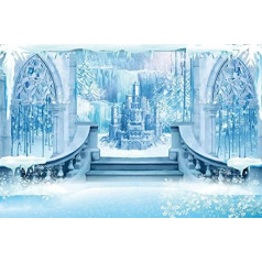 Renaiss 2.2 x 1.5 m Ice and Snow Castle Backdrop Winter Ice World Wonderland Vinyl Photography Background Baby Shower Birthday Party Accessories Decor Children Adults Portrait Photo Booth Props