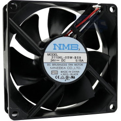 NMB Ventilators 80 mm 80 x 80 x 25 3110KL-05W-B59 Dzesēšana 24 V 8 cm 3 Kabeļi (+/-/s) 0,15 A