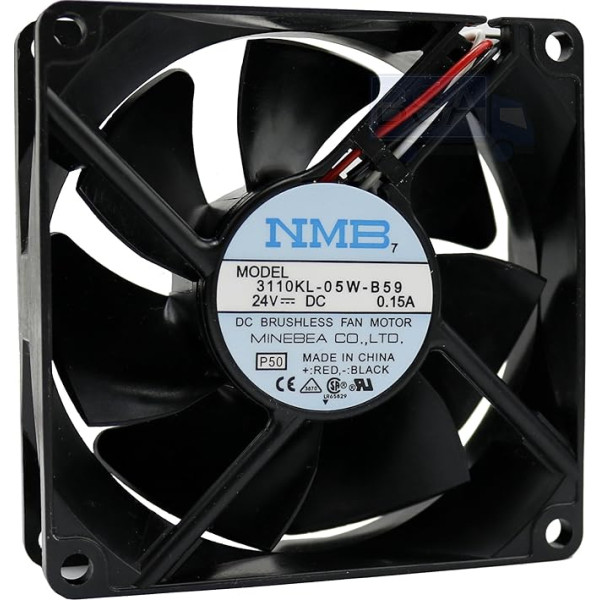 NMB Ventilators 80 mm 80 x 80 x 25 3110KL-05W-B59 Dzesēšana 24 V 8 cm 3 Kabeļi (+/-/s) 0,15 A