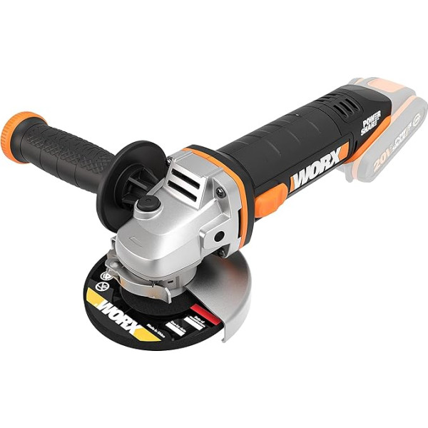 WORX WX800.9 18V (20V Max) akumulatora leņķa slīpmašīna 115 mm tikai korpuss melns