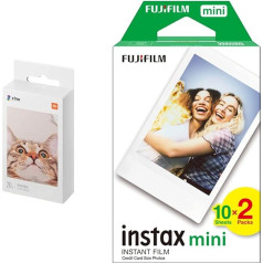 Xiaomi portatīvo printeru fotopapīrs, augstas kvalitātes 3 collu fotopapīrs, 20 lapas, TEJ4019GL, 20 gabali (1 iepakojums) un Instax Mini fotofilma, dubultie iepakojumi (2 x 10 kadri)