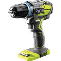 RYOBI 18V ONE+ Akku-Bohrschrauber R18DDBL-0 (bürstenloser Motor mit elektronischer Steuerung, Rechts-/Linkslauf & Motorbremse, 2 Gänge, Schnellspannbohrfutter: 13 mm, ohne Akku und Ladegerät)