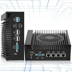 Micro Firewall Appliance, Mini PC, VPN, Router PC, Intl 12. i3 N305, RJ35, GPIO, HDMI, DP, 4 x 2.5GbE I226-V, Barebone, NO RAM, NO atmiņas, NO sistēmas ar ventilatoru