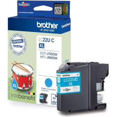 Brother Oriģinālā krāsviela LC-22UC cyan (für Brother MFC-J985DW und DCP-J785DW), LC22UC, cian (blau), XL