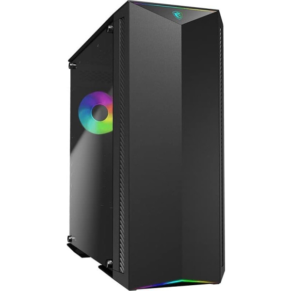 MSI MPG GUNGNIR 100 Mid-Tower ATX korpuss (2x USB 3.1 savienojumi, 1x 120 mm A-RGB ventilators un 3x 120 mm ventilators, melns, RGB)