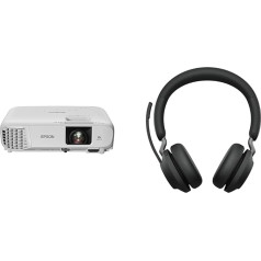 Epson EB-FH06 3LCD projektors un Jabra Evolve2 65 bezvadu austiņas - Microsoft Teams sertificētas stereo austiņas ar trokšņu slāpēšanu un ilgu akumulatora darbības laiku - USB-A Bluetooth adapteris - melnas krāsas