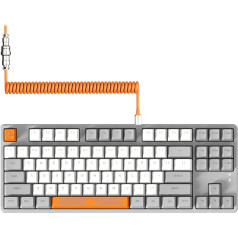 AJAZZ AK873-75% vadu spēļu tastatūra ar spirālveida USB-C kabeli, karsti maināms zils slēdzis, mehāniskā tastatūra ar apgaismojumu TKL 80%, kompakta, 87 taustiņi, PBT taustiņu vāciņš, noņemams magnētiskais vāciņš PC/Mac datoriem