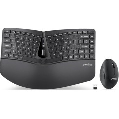 Perixx PERIDUO-606 Bezvadu mini ergonomiskā tastatūra ar portatīvo vertikālo peli - regulējams plaukstu balsts - membrānas zema profila taustiņi - angļu val.