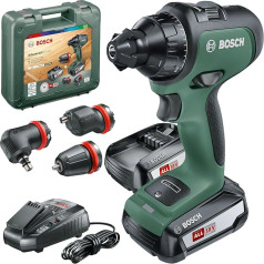 Bosch akumulatora urbjmašīnas AdvancedDrill 18 komplekts (2x2,5 Ah akumulatori, 18 V sistēma, 3 urbjmašīnas uzgaļi, somiņā)