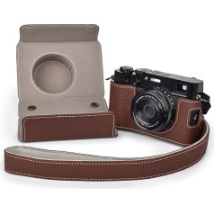 VOVMOEYA X100VI Half Camera Case for Fuji X-100VI, Ādas kameras futrālis, saderīgs ar Fujifilm X100VI digitālo kameru ar kameras siksnu X100VI futrālim, brūns, Kameras futrālis