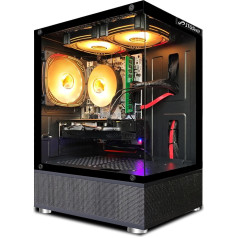 STGsivir - Spēļu galddators - Radeon RX 580 16 GB GDDR5, Intel Celeron G5905 3,5 GHz, 16 GB RAM, 512 GB SSD, 600M WiFi, BT 5.0, RGB ventilators x 5, W11H64 Spēļu datora tornis spēlētājiem un straumēšanai