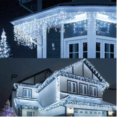 9 m Icicle Fairy Lights Āra iekštelpu pasaku gaismas Power ar kontaktdakšu Ūdensizturīgs LED pasaku gaismas Ziemassvētku eglīte 8 režīmi Icicle Light aizkars karnīzes kāpņu margas Logs