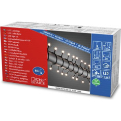 Konstsmide 3691-107 LED Globelichterkette mit runden Dioden / für Außen (IP44) / 24V Außentrafo / 80 warm weißen Dioden / schwarzes Kabel, warmweiß, 80 LEDs