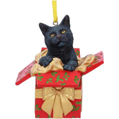 Nemesis Tagad Lisa Parker Dāvana Black Cat Hanging Ornament 9cm Resin Cat in Festive Decoration Cat Christmas Decoration Cast Made of Finest Resin Expertly Hand Painted