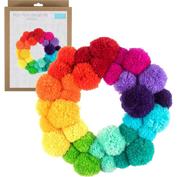 Trimits Rainbow Pom vainagu komplekts DIY Ziemassvētku rotājumi Priekšējo durvju virtene Pride rotājumi 26cm