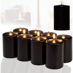 Candelo 8 sveču komplekts Ziemassvētku atmosfēras svecēm - melns - 4,8 cm x 8 cm - Ziemassvētku sveces Adventes vainags - Adventes sveces Ziemassvētku rotājums