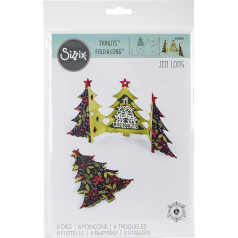 Sizzix 660665, Ziemassvētku eglīte Fold-A, 6 gabali, daudzkrāsaina, viena izmēra karte Weihnachtsbaum zum Falten von Jen Long Thinlits Stanzen Set, 6 gab., iepakojumā, krāsa: melna, 26.1 x 17 x 0.5 cm