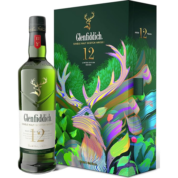 Glenfiddich 12 Jahre Single Malt Scotch Whisky Santtu Geschenkset mit Flachmann, 70cl