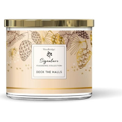 Woodbridge aromātiskā svece stiklā ar vāku | Deck The Halls | Aromātiskā svece Cinnamon | 3 daktu svece | Telpas aromāts relaksācijai | Svece deg līdz 40 stundām