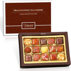 Pralinenbote Genussmanufaktur - Pralinenwelt Classic ar 15 ar rokām darinātām šokolādes šokolādes šokolādes šokolādes, Pralines Gift