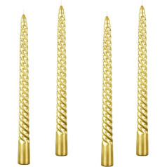 4 gabali Tall Metallic 25cm metālisks metālisks bez pilienu savīti sveču spirālveida konusveida spirālveida konusveida spirālveida garas vaska vakariņas sveces bez smaržas Brithday Candle (4 spirālveida zelta)