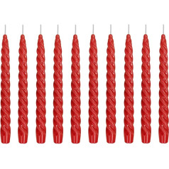 Ebersbacher Kerzenfabrik GmbH Renaissance Taper Candles Twisted Red Iepakojumā 10 gab Izmērs Aptuveni 22 x 250 mm Atsevišķi folijā