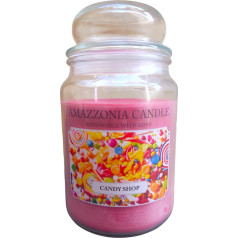 Amazzonia Candle Candy Shop 18oz dabiskā aromātiskā sojas vaska svece Gaisa atsvaidzinātājs Vides dekoratīvā balta svece Jara stikla burka