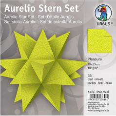 Ursus Aurelio Star Pleasure 35635551 Salokāmās lapas 33 lapas 135 g/m² papīrs Aptuveni 15 x 15 cm apdrukāts no abām pusēm Ideāli piemērots Ziemassvētku rotājumiem