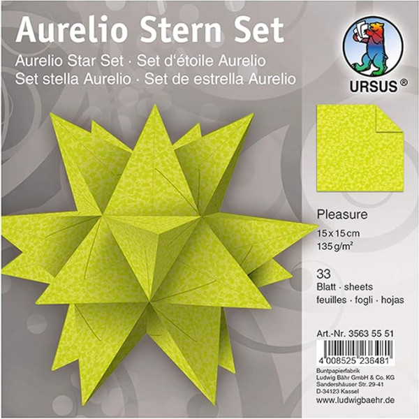 Ursus Aurelio Star Pleasure 35635551 Salokāmās lapas 33 lapas 135 g/m² papīrs Aptuveni 15 x 15 cm apdrukāts no abām pusēm Ideāli piemērots Ziemassvētku rotājumiem