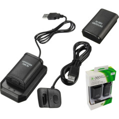 KX7A 2x akumulators xbox 360 usb kabelis melns