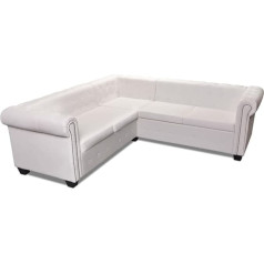 Vidaxl Chesterfield dīvāns 5vietīgs dīvāns viesistabas mēbeles biroja mēbeles mākslīgās ādas balts