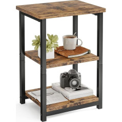 Fixwal Sānu galdiņš 3 līmeņu mazs sānu galdiņš Dīvāna galdiņš Naktsgaldiņš viesistabai Guļamistaba Birojs Rustic Brown and Black