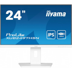 24 colių monitorius xub2497hsn-w2 ips, usb-c dokas, hdmi, dp, 300cd, pivot, turi, baltas