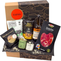 Jamon.de Подарочная корзина с тапас, наполненная подарочная корзина с крафтовым пивом, ветчиной серрано и вкуснейшими деликатесами из Испании