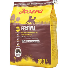 Josera festivāla suņu barība ar gardu mērces pārklājumu - super premium sausā barība pieaugušiem suņiem, 5 gab. (5 x 900 g)