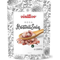 vinativo Pink Crystal Salt - Coarse - 2kg - Premium Quality - Unrefined - Rock Salt Rich in Minerals - Suitable for Mill - Salt Range Pakistan