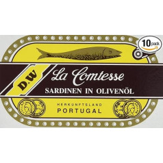 La Comtessa Sardines in Olive Oil, Pack of 10 (10 x 125 g)