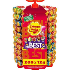 Chupa Chups Lollipop Wheel Lollipop statīvs ar 200 konfektēm ar 5 garšām, kas piemērotas kioskiem, birojiem, Helovīnam u.c. 200 x 12g