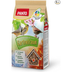 PANTO Gartentraum Sēklu maisījums savvaļas putnu barībai 5 x 1 kg - krāsains putnu barības maisījums barotavām un barotavām, visa gada garumā izmantojama savvaļas putnu barība, kas ideāli piemērota mazo putnu sugām